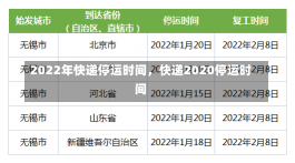 2022年快递停运时间，快递2020停运时间