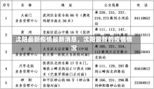 沈阳最新疫情最新消息，沈阳最新的疫情情况