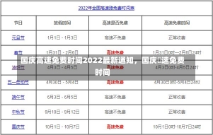 国庆高速免费时间2022最新通知，国庆髙速免费时间