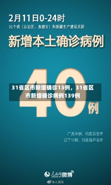 31省区市新增确诊13例，31省区市新增确诊病例139例