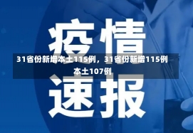 31省份新增本土115例，31省份新增115例本土107例