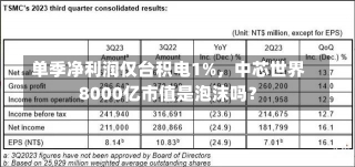 单季净利润仅台积电1%，中芯世界
8000亿市值是泡沫吗？