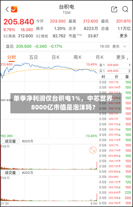 单季净利润仅台积电1%，中芯世界
8000亿市值是泡沫吗？