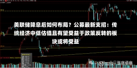 美联储降息后如何布局？公募最新支招：传统经济中低估值且有望受益于政策反转的板块或将受益