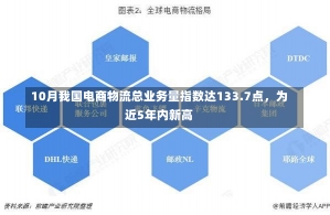 10月我国电商物流总业务量指数达133.7点，为近5年内新高