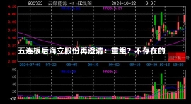 五连板后海立股份再澄清：重组？不存在的