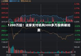 1200万起！这家支付机构300多万股将被拍卖