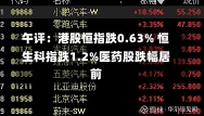 午评：港股恒指跌0.63% 恒生科指跌1.2%医药股跌幅居前