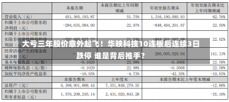 大亏三年股价意外起飞！华映科技10连板后连续3日跌停 谁是背后推手？