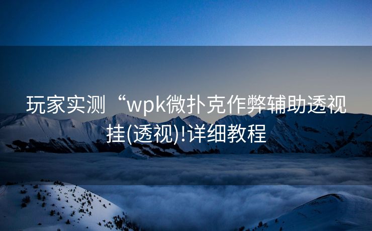 玩家实测“wpk微扑克作弊辅助透视挂(透视)!详细教程