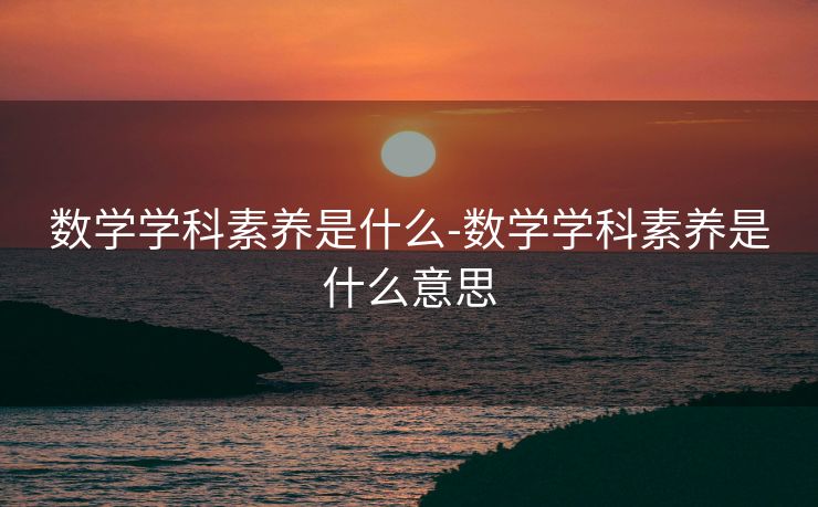 数学学科素养是什么-数学学科素养是什么意思 数学学科素养是什么-数学学科素养是什么意思