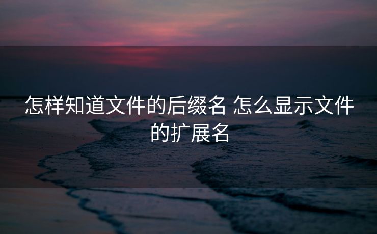 怎样知道文件的后缀名 怎么显示文件的扩展名
