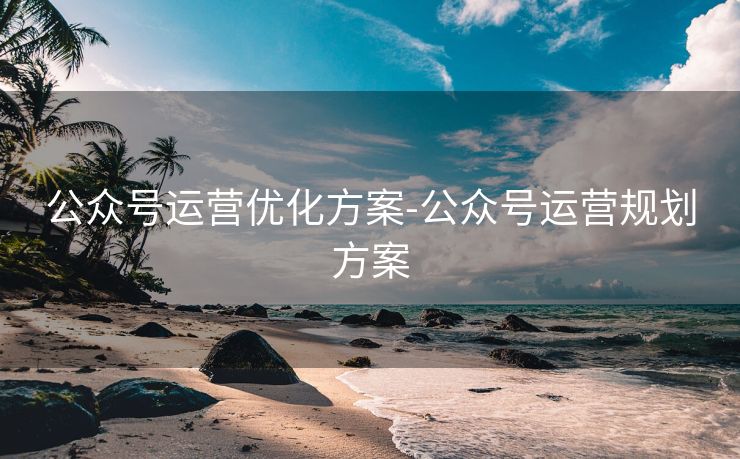 公众号运营优化方案-公众号运营规划方案 公众号运营优化方案-公众号运营规划方案
